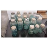 BALL VTG BLUE HALF GALLON & QUART JARS