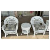3 PC OUTDOOR WICKER SET W/ 2 CHAIRS AND TABLE