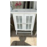 PAINTED 2 DOOR WIID AND GLASS CABINET