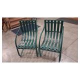 2 -1930-50 STEEL SLAT SPRING BOUNCER LAWN CHAIRS