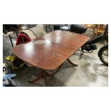 MAHOGANY DINING TABLE & 4 UPHOLSTERED CHAIRS