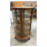 OAK HALF ROUND CURIO W/WOOD SHELVES