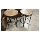 2 - WOOD & METAL TABLE HEIGHT SWIVEL STOOLS