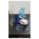 COLORED GLASS & VTG COLLECTIBLES