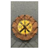 RAIL ROAD CROSSING WALL CLOCK  W/ SPIKES