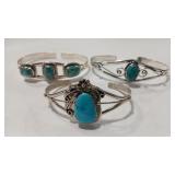 3 - 925 SOUTHWEST TURQUOISE CUFFS