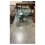 METAL VERDIGRISGLASS TOP LILY PAD TABLE