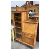 OAK 1/4-SAWN SECRETARY & GLASS FRONT BOOKCASE W/