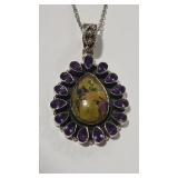 925 ATLANTISITE & AMETHYST COLOR NECKLACE