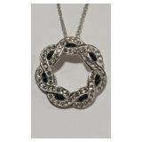 925 SAPPHIRE COLOR & CZ NECKLACE