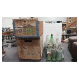 VTG APOTHECARY SODA & LIQUOR BOTTLES & WOOD CRATES