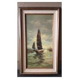 MCM ASIAN JUNK BOATS ORIGINAL ART