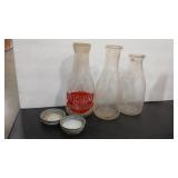 GUERNSEY DAIRY SHELBY MT MILK BOTTLE & 2 CLEAR