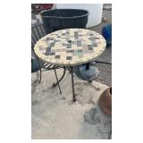 TILE TOP TABLE, CHAIR & UMBRELLA W/ STAND