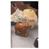 2 CARVED WOOD ELEPHANTS