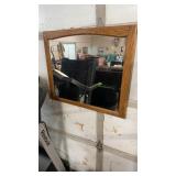 OAK FRAMED BEVELED MIRROR