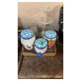 CANISTER SET, FRUIT BASKET & ALUMINUM ROASTER