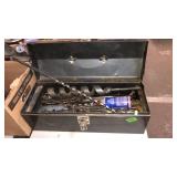 METAL TOOL BOX W/ DRILL BITS