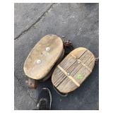 2 LARGE WOOD PULLEYS