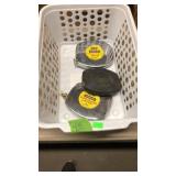 WHITE BASKET W/ 3 STANLEY 100 FT TAPE MEASURES