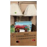 CANVAS DECOR, GAMES, MISC & 2 TABLE LAMPS