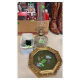 OIL LAMP, CRYSTALS & SHADOW DISPLAY