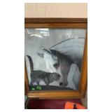 HORSE & CAT FRAMED PICTURE