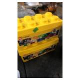 2 CLASSIC LEGOS CONTAINERS W/ SOME LEGOS INSIDE