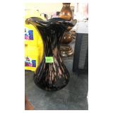 ART GLASS VASE, BROWN