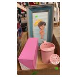 GIRLS DECOR BOX W/ PINK WATER CAN, FILE BOX