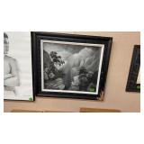 ANTIQUE MOUNTAIN SCENE FRAMED PICTURE