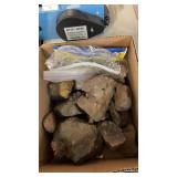 BOX OF ROCKS & PR OF PROTECTIVE EYEWEAR