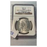 1887 MORGAN SILVER DOLLAR MS63 GRADE