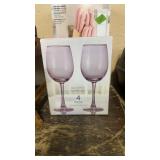 4PC WINE GLASS SET & KNIFE SET