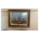 NATIVE WARRIORS OIL ? , SIGNED J. G. LUCAS 1946