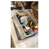 TRAY W/ MINIATURE TRACTORS, HEAVY EQUIPMENT TOYS