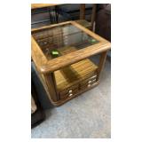 OAK & GLASS TOP END TABLE