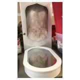 OVAL MIRRO FRONT JEWELRY CABINET & WEDDING DRESS