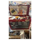 RED TOOL BOX & MISC CONTENTS