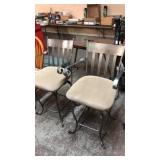 2 MATCHING METAL & UPHOLSTERED BAR STOOLS, 26'