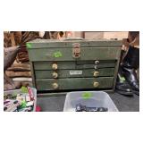 SK TOOLS TOOL BOX W/ MISC CONTENTS, GREEN