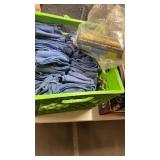 GREEN CRATE W/ BLUE SHOP TOWELS