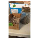 SM BOX OF CRYSTALS & JAR OF ROCKS