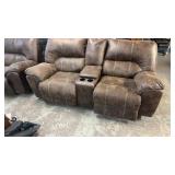MICRO SUEDE LOVESEAT W/ POWER RECLINERS