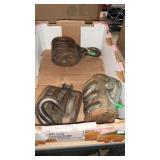 THREE TRIPLE-SHEAVE WODDEN BLOCK & TACKLE PULLEYS