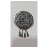 925 STONE INLAY MEXICO BROOCH/PENDANT