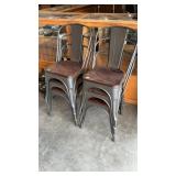 6 - WOOD & METAL STACKING CHAIRS