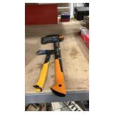 FISKARS 23' CHOPPING AXE AND DEWALT 20 OZ HATCHET