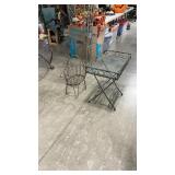 METAL & GLASS PATIO TABLE & DEER PLANTER
