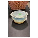 PYREX BLUE TULIP & YELLOW CASSEROLES